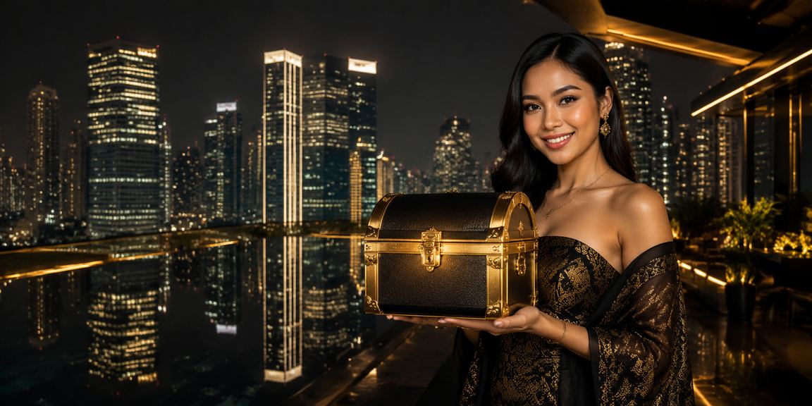 Suasana lampu neon VIP bonus casino yang mewah dan meriah untuk pemain setia